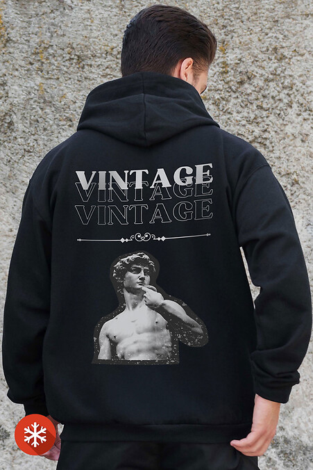 Herren Kapuzenpullover mit isoliertem Reißverschluss und Fleece-Reißverschluss mit Vintage Kane Aufdruck Schwarz - #8055878