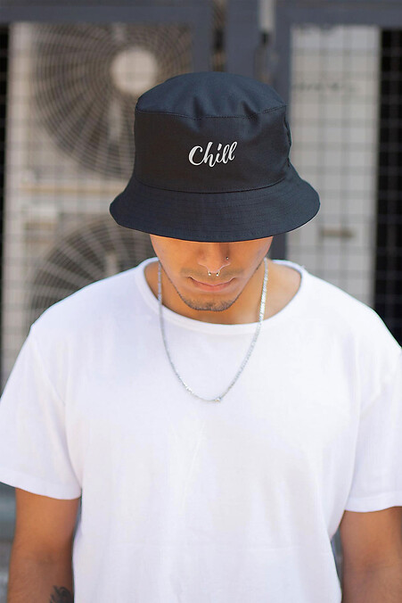Men's Panama Hat With Chill Black Print. Hats, berets. #8049879