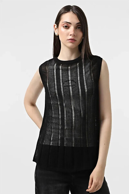 schwarzes Strick-Tanktop für Damen - #4038881