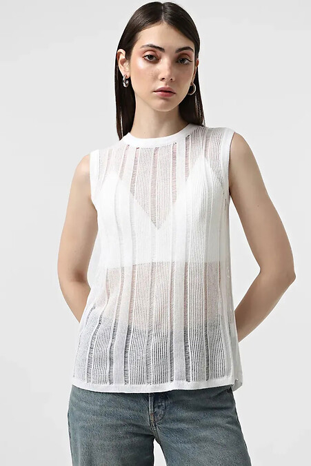 weißes Strick-Tanktop für Damen - #4038882