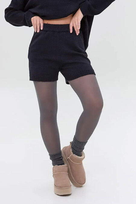 dunkelblaue Strickshorts für Damen - #4038896