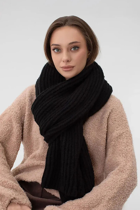 Schwarzer Strickschal aus Wolle für Damen - #4038909