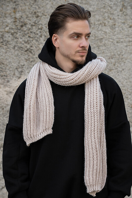 Мужской теплый вязаный шарф Carry Beige. Шарфы. Цвет: бежевый. #8055914