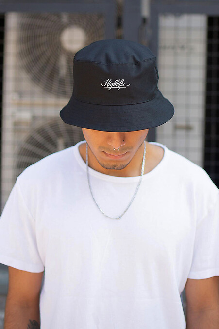 Men's Panama Hat With Print Highlife Black. #8049917
