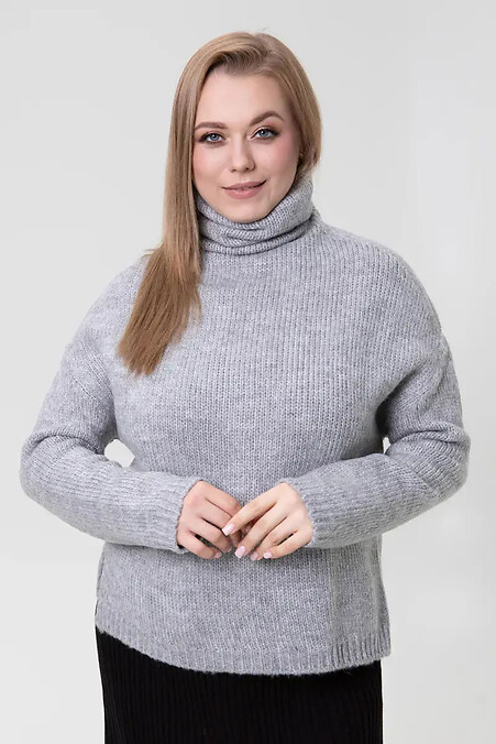 Свитер женский вязаный серого цвета - #4038923