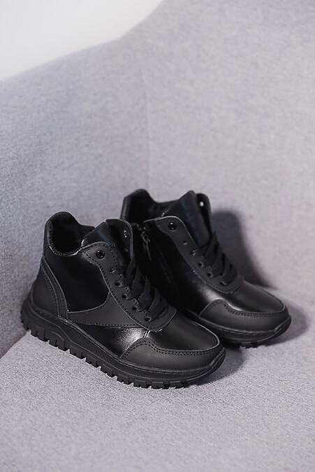 Leather winter sneakers black - #8019930