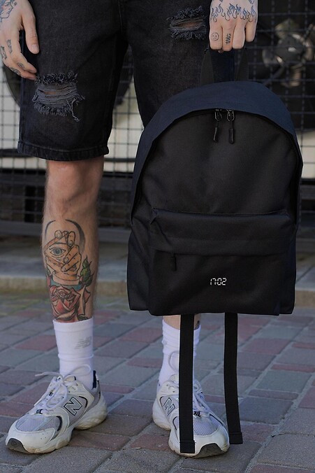 Herren Freizeit Schulrucksack Compact mit Druck 1702 Schwarz - #8049930