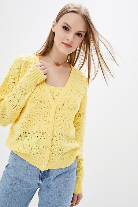 Кардиган женский. Кофты и свитера. Цвет: желтый. #4037939