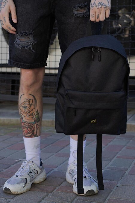 Men's Casual School Backpack Without Compact With Print Crown Black - #8049942