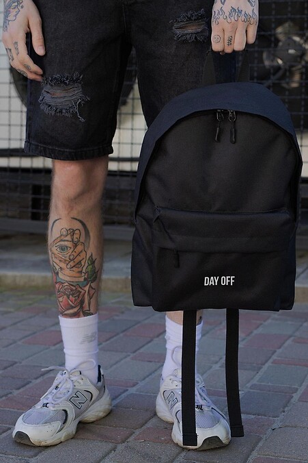 Men's Casual School Backpack Without Compact With Print DayOff Black - #8049950