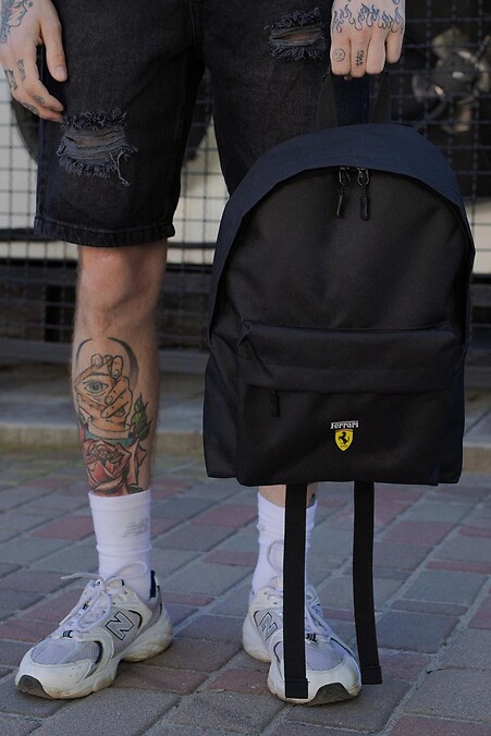 Men's Casual School Backpack Without Compact With Print Ferrari Black - #8049956