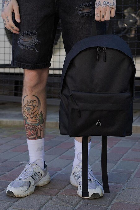 Men's Casual School Backpack Without Compact With Print Finger Black - #8049958