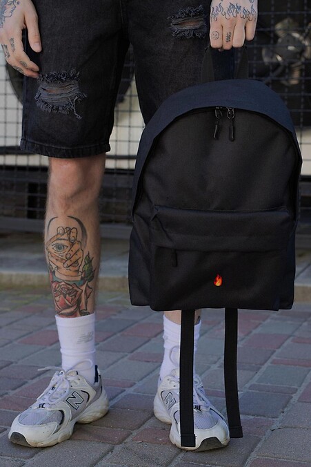 Мужской Повседневный Рюкзак Школьный Compact С Принтом Fire Black - #8049960