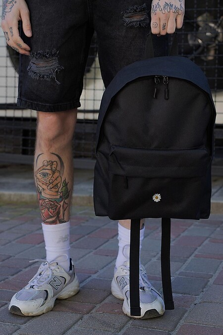Men's Casual School Backpack Without Compact With Print Flower Black - #8049962