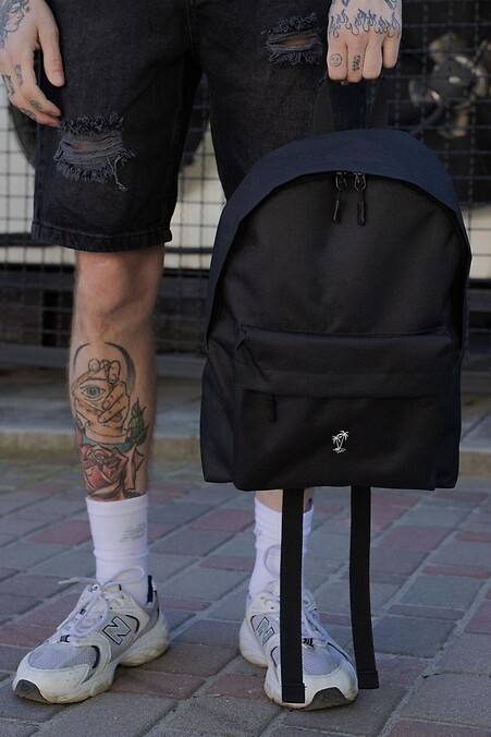 Men's Casual School Backpack Without Compact With Print Palm Black - #8049972