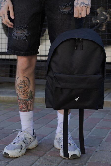 Men's Casual School Backpack Without Compact With Print Plane Black - #8049976