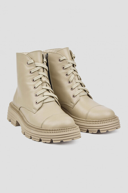 Beige leather boots - #4205980