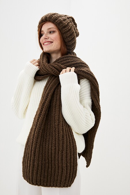 Hat and scarf set. Hats, berets. Color: brown. #4037981