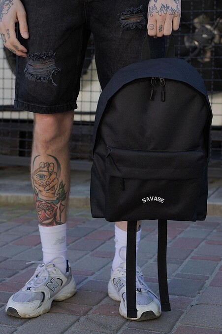 Herren Freizeit Schulrucksack Compact mit Druck Savage Schwarz - #8049984