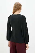 Черная блуза 1003 из софта с длинными рукавами-фонариками Garne 3037000 фото №3