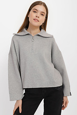 Женский серый свитер на молнии с широким воротником-поло Garne 3400000 фото №1