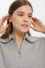 Женский серый свитер на молнии с широким воротником-поло Garne 3400000 фото №4