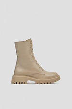 High demi-season beige boots made of genuine leather  4206000 photo №1