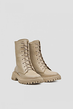 High demi-season beige boots made of genuine leather  4206000 photo №3