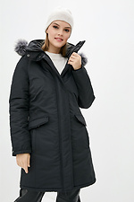 Long winter parka on sheepskin with a hood and large pockets DASTI 2023001 photo №1