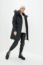 Long winter parka on sheepskin with a hood and large pockets DASTI 2023001 photo №2