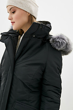 Long winter parka on sheepskin with a hood and large pockets DASTI 2023001 photo №5