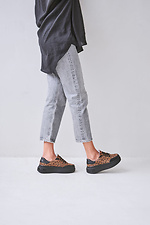 Sneakers mit dunklem Leopardenmuster und schwarzen Sohlen aus echtem Leder 4207001 Foto №4