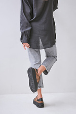 Sneakers mit dunklem Leopardenmuster und schwarzen Sohlen aus echtem Leder 4207001 Foto №5