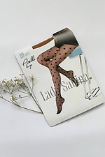 Elastic thin tights 20 den beige with large polka dots  8055001 photo №1