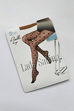 Elastische dünne Strumpfhose 20 den beige mit großen Tupfen 8055001 Foto №2