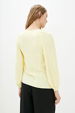 Żółta bluzka 1003 z miękkiego materiału z bufiastymi długimi rękawami Garne 3037002 zdjęcie №3