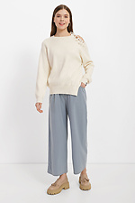Oversized knitted sweater with open shoulder and side slit Garne 3400002 photo №2