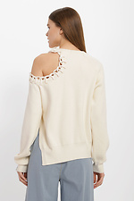 Oversized knitted sweater with open shoulder and side slit Garne 3400002 photo №3