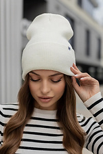 Women's ribbed hat Alita milky color  4051002 photo №1