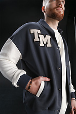 Men's bomber jacket with buttons Oversize Petlia 23 ash with milk Teamv 8034004 photo №4