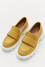 Women's mustard leather loafers with white soles Garne 3200005 photo №2