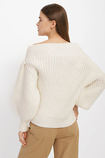 White knit sweater with pearls and puff sleeves Garne 3400006 photo №3