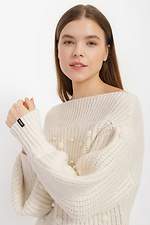 White knit sweater with pearls and puff sleeves Garne 3400006 photo №4