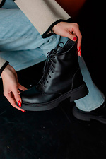 Women's black leather winter boots  4206006 photo №4