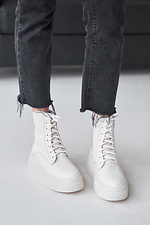 Women's milk-colored leather boots  4207006 photo №1