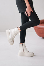 Women's milk-colored leather boots  4207006 photo №3