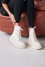 Women's milk-colored leather boots  4207006 photo №4