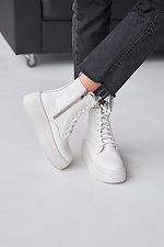 Women's milk-colored leather boots  4207006 photo №5