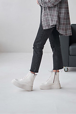 Women's milk-colored leather boots  4207006 photo №7