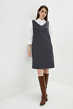 Gray office sundress NOON with a deep slit and a pleat on the back Garne 3037007 photo №2